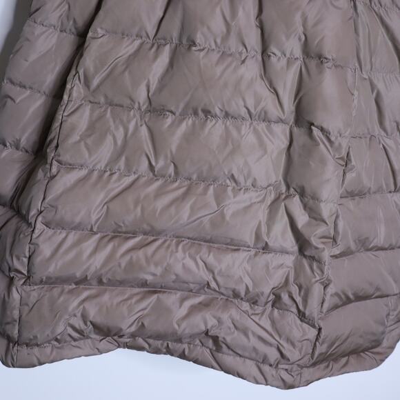 MONCLER Flamme Giubbotto Long Down Jacket Taupe Parka Stowable Hood Women's 3/L - Picture 7 of 16